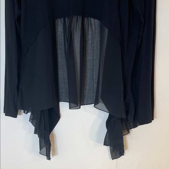 NWT. Boho Neiman Marcus Medium Onyx Ruffle 2-Tone Open Front Jacket. - Picture 11 of 12